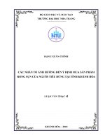 Các nhân tố ảnh hưởng đến ý định mua sản phẩm rong sụn của người tiêu dùng tại tỉnh khánh hòa  