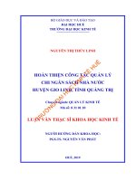 HOÀN THIỆN CÔNG tác QUẢN lý CHI NGÂN SÁCH NHÀ nước HUYỆN GIO LINH, TỈNH QUẢNG TRỊ 