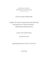 Nghiên cứu nâng cao khả năng sinh tổng hợp Vancomyxin của chủng xạ khuẩn Streptomyces orientalis 4912