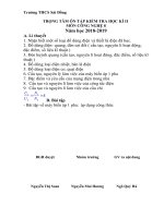 TRỌNG TÂM ÔN TẬP HỌC KÌ 2 MÔN CÔNG NGHỆ KHỐI 8 18-19