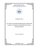 Các nhân tố ảnh hưởng đến hành vi tiêu dùng xanh của người dân thành phố nha trang, tỉnh khánh hòa  