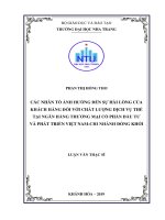 Các nhân tố ảnh hưởng đến sự hài lòng của khách hàng đối với chất lượng dịch vụ thẻ tại ngân hàng thương mại cổ phần đầu tư và phát triển việt nam   chi nhánh đồng khởi  