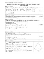 Đề và Hướng dẫn chấm kiểm tra học kỳ II môn Toán lớp 9 năm học 2015 - 2016