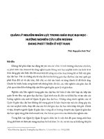 Quản lý nguồn nhân lực trong giáo dục đại học - hướng nghiên cứu liên ngành đang phát triển ở Việt Nam