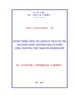 HOÀN THIỆN CÔNG tác QUẢN lý DỊCH vụ THẺ tại NGÂN HÀNG THƯƠNG mại cổ PHẦN CÔNG THƯƠNG VIỆT NAM   CHI NHÁNH HUẾ 