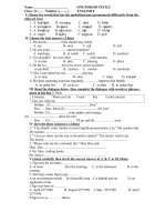 Đề Kiểm Tra 1 tiết Tiếng Anh 8 lần 2 - Website Trường THCS Phan Bội Châu - Đại Lộc - Quảng Nam