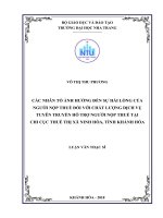 Đánh giá sự hài lòng của người nộp thuế đối với chất lượng dịch vụ kê khai thuế qua mạng tại cục thuế tỉnh bến tre  