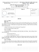 Đề và Hướng dẫn chấm kiểm tra học kỳ II môn Ngữ văn lớp 7 năm học 2015 - 2016