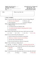 Đề thi HK1 môn Khoa học lớp 4 năm 2020 2021 đề 2