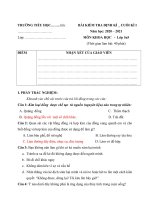 Đề thi HK1 lớp 5 môn Khoa học năm 2020 2021 đề 1