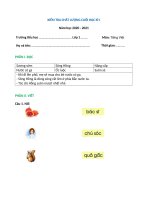 Đề thi học kì 1 lớp 1 môn Tiếng Việt năm 2020-2021 sách Cánh Diều – Đề 1