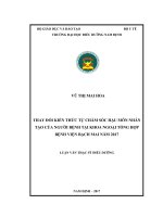 Thay đổi kiến thức tự chăm sóc hậu môn nhân tạo của người bệnh tại khoa ngoại tổng hợp bệnh viện bạch mai năm 2017 