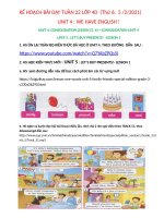 KẾ HOẠCH BÀI DẠY TUẦN 22 LỚP 4E - Anh Văn