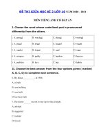 Tải Đề thi giữa kì 2 lớp 10 môn tiếng Anh năm 2020 - 2021 - Đề kiểm tra tiếng Anh lớp 10 mới có đáp án