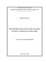 (Luận văn thạc sĩ) báo chí tiền giang với vấn đề xây dựng tổ chức cơ sở đảng ở nông thôn​ 