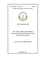thực trạng stress nghề nghiệp ở điều dưỡng viên tại bệnh viên đa khoa tỉnh phú yên năm 2020 