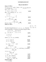 Download Đáp án thi học kỳ toán khối 11