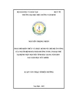 Thay đổi kiến thức và thực hành về chế độ ăn uống của người bệnh đái tháo đường type 2 ngoại trú tại bệnh viện nội tiết tỉnh bắc giang năm 2019 