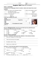 Download Đề kiểm tra 45 phút tiếng anh khối 8 HKI