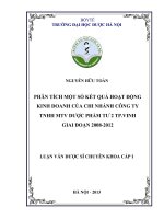 (Luận văn thạc sĩ) phân tích một số kết quả hoạt động kinh doanh của chi nhánh công ty TNHH MTV dược phẩm tư 2 tp  vinh giai đoạn 2008 2012​ 