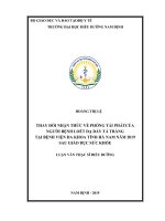 Thay đổi nhận thức về phòng tái phát của người bệnh loét dạ dày tá tràng tại bệnh viện đa khoa tỉnh hà nam năm 2019 sau giáo dục sức khỏe 