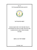 đánh giá kiến thức tuân thủ điều trị của người bệnh tăng huyết áp điều trị ngoại trú tại bệnh viện đa khoa tỉnh nam định năm 2020 