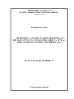 Luan van Tác động của văn hóa tổ chức đến động lực phụng sự công của cán bộ, công chức tại Ủy ban nhân dân huyện An Minh, tỉnh Kiên Giang
