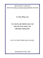 Luận văn thạc sĩ xây dựng hệ thống bài tập rèn kĩ năng phát âm cho học sinh lớp 1