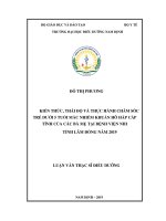 thực trạng kiến thức, thái độ và thực hành chăm sóc trẻ dưới 5 tuổi mắc nhiễm khuẩn hô hấp cấp tính của các bà mẹ tại bệnh viện nhi tỉnh lâm đồng năm 2019 