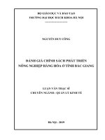 Đánh giá chính sách phát triển nông nghiệp hàng hóa ở tỉnh bắc giang 