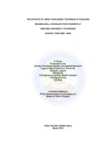 The effects of using task  based technique in teaching readinh skill in english for students at nam dinh university of nursing school year 2008  2009 