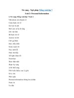 Tải Từ vựng - Ngữ pháp Tiếng Anh lớp 7 Unit 2: Personal Information - Ôn tập Tiếng Anh lớp 7 Unit 2