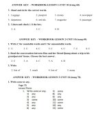 TATC - KHỐI 5 - ĐÁP ÁN - FAMILY AND FRIENDS 5 - UNIT 10 - LESSON 1,2,3 - TUẦN 26