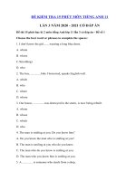 Tải Đề kiểm tra 15 phút lớp 11 môn tiếng Anh lần 3 năm 2020 - 2021 - Đề thi tiếng Anh lớp 11 có đáp án