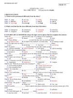 Download Đề kiểm tra lần 3 môn Anh văn lớp 12