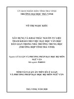 Xây dựng và khai thác nguồn tư liệu tham khảo cho việc dạy học văn học dân gian trong nhà trường trung học (trường hợp tỉnh trà vinh) TT 