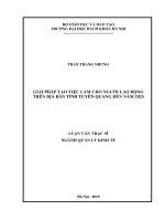 Giải pháp tạo việc làm cho người lao động trên địa bàn tỉnh tuyên quang đến năm 2025 