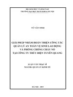 Giải pháp nhằm hoàn thiện công tác quản lý an toàn vệ sinh lao động và phòng chống cháy nổ tại công ty thủy điện tuyên quang 