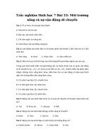 Tải Trắc nghiệm Sinh học 7 Bài 53: Môi trường sống và sự vận động di chuyển - Trắc nghiệm Sinh học 7 Bài 53 có đáp án