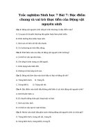 Tải Trắc nghiệm Sinh học 7 Bài 7: Đặc điểm chung và vai trò thực tiễn của Động vật nguyên sinh - Câu hỏi trắc nghiệm Sinh học 7 có đáp án