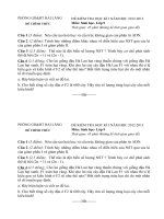 Download Đề và đáp án kiểm tra HKI sinh học khối 9- đề chính thức