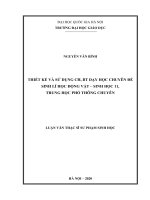 (Luận văn thạc sĩ) thiết kế và sử dụng CH, BT dạy học chuyên đề sinh lí học động vật   sinh học 11, trung học phổ thông chuyên​ 