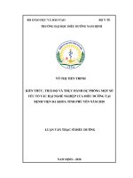kiến thức, thái độ, thực hành dự phòng một số yếu tố tác hại nghền ghiệp của điều dưỡng bệnh viện đa khoa tỉnh phú yên năm 2020 