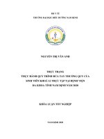 Thực trạng thực hành quy trình rửa tay thường quy của sinh viên khoá 12 thực tập tại bệnh viện đa khoa tỉnh nam định năm 2020 