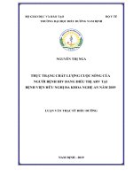 thực trạng chất lượng cuộc sống của người bệnh HIV đang điều trị ARV tại bệnh viện hữu nghị đa khoa nghệ an năm 2019 
