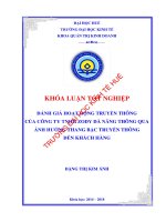 Đánh giá hoạt động truyền thông của công ty TNHH zody đà nẵng thông qua thang bậc ảnh hưởng truyền thông đến khách hàng 