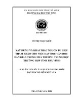 Xây dựng và khai thác nguồn tư liệu tham khảo cho việc dạy học văn học dân gian trong nhà trường trung học (trường hợp tỉnh trà vinh) 