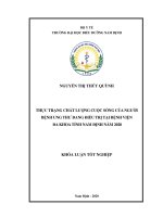 Thực trạng chất lượng cuộc sống của người bệnh ung thư đang điều trị tại bệnh viện đa khoa tỉnh nam định năm 2020 