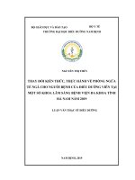 thay đổi kiến thức, thực hành về phòng ngừa té ngã cho người bệnh của điều dưỡng viên tại một số khoa lâm sàng bệnh viện đa khoa tỉnh hà nam năm 2019 