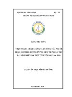 thực trạng chất lượng cuộc sống của người bệnh đái tháo đường type 2 điều trị ngoại trú tại bệnh viện nội tiết tỉnh yên bái năm 2020 